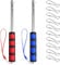 nllkii 2 Pcs Telescopic Flag Pole 1.2M Stainless Steel Handheld Flag Pole Portable Handheld Flag Pole with 10 Pcs Flag Pole Clips& Lanyard for Festival Camping Teacher Tour Flag (Red+Blue)