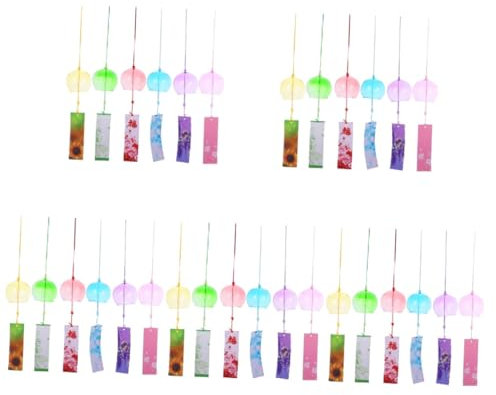 Warmhm 30pièces Carillons Éoliens Verre Coloré De Cloches Suspendues pour Décoration De Balcon Et Jardin Accessoire Élégant pour Extérieur Et Intérieur Ne Fait De Fading Artisanat