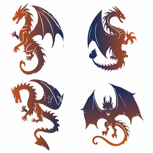 GORGECRAFT Fensteraufkleber Mit Drachenmotiv 4 Stil 16cm Rund Nicht Klebend Entfernbar Wiederverwendbar Statisch Für Schiebetüren Glas Vinyl Warnfolie Aufkleber Zur Verhinderung von Vogel Und