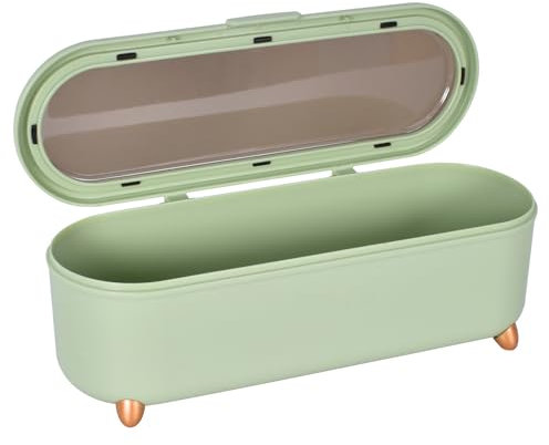 Cleminsta Organizador Cubiertos con Tapa, Porta Utensilios de Cocina Plastico, Verde Cajas Organizadoras para Palillos, Cuchara, Cuchillo, Tenedor, Caja de Almacenamiento de Cubiertos