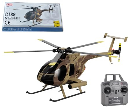 ToyGhillied Elicottero RC, C189 MD500 1:28, modello di aereo giroscopio 4CH, aereo RC realistico per gli appassionati di aerei e adulti (RTF version/colori mimetici)