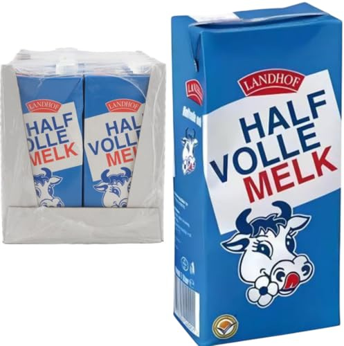 Landlof Holländische Milch Teilentrahmte fettarme H-Milch Unsere Haltbare Milch 3,5% Fett haltbare Milch 1000 Mililiter x 12 Stück