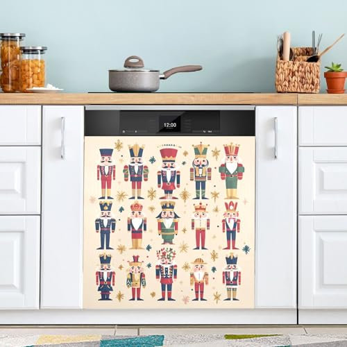 Ewusp Autocollant magnétique de Noël Casse-Noisette pour Lave-Vaisselle, Panneau de Porte de Lave-Vaisselle, Autocollant décoratif pour la Maison, la Cuisine, la Ferme, 58,4 x 66 cm (l x H)