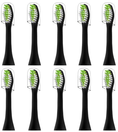 WENH 10er-Pack Ersatz-Zahnbürstenköpfe, kompatibel mit Zahnbürste, Modell HY1100, HY1200, BH1022(Black)