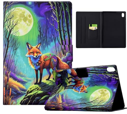 Mldjomid Coque pour iPad Mini 6 8.3 Pouces Housse en Cuir PU Portefeuille Stand Dormir/Réveiller Auto Flip Cover Case de Protection pour Tablette iPad Mini 6 2021,Renard Clair Lune