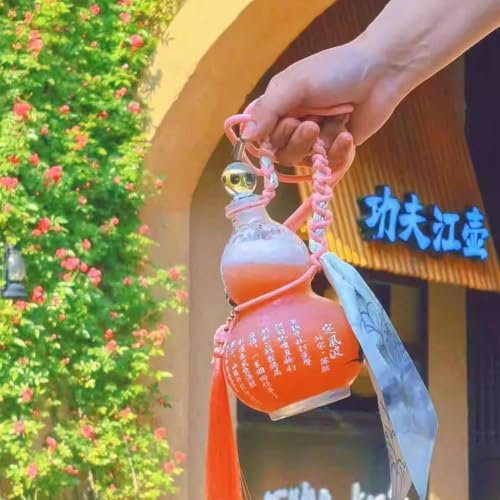 Bouteille d'eau d'inspiration rétro chinoise de 620 ml, grande capacité, pour le vin, le sport, l'eau vintage en verre pour l'extérieur, les courges chinoises, fontaines, accessoires pour boissons et