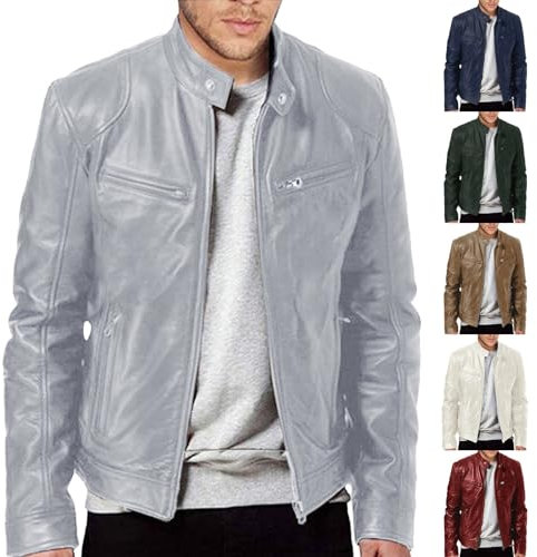Veste de moto pour homme - Sans capuche - Mode simplicité - Veste d'hiver - Avec poches à fermeture éclair - Couleur pure - Polyvalente - Capsule de baseball - Grandes tailles disponibles, bleu, 4XL
