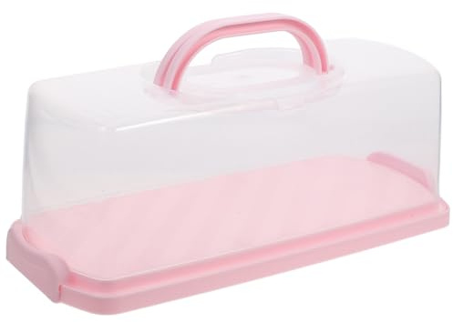 BELLIFFY Bread Box Airtight Rectangular Loaf Cake Keeper with Lid Transparent Portable Handheld Bread Storage Container for Cookies Cake Rolls Kitchen Use 13.78 X 6.30 X 5.31 in