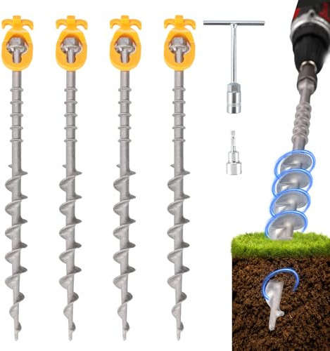 Keltrion 4 picchetti da tenda a vite, per donne e uomini, ancoraggi a terra per sabbia, baldacchino, trampolini, campeggio, in alluminio, resistenti, antiruggine, forabili, leggeri, sicuri, argentati