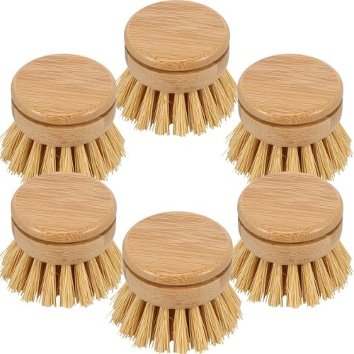 Brosse à Vaisselle en Bambou Naturel, Outil de Nettoyage de Cuisine, tête de Brosse écologique pour Laver Les casseroles et Les cuisinières