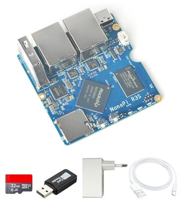 NanoPi R3S Mini Router OpenWRT, 2GB LPDDR4X RAM, with Dual-Gbps Ethernet for Smart Home Office Gateway IoT NAS Applications, Support Debian Ubuntu OS (R3S Board SBC3, 2GB RAM 0GB eMMC)