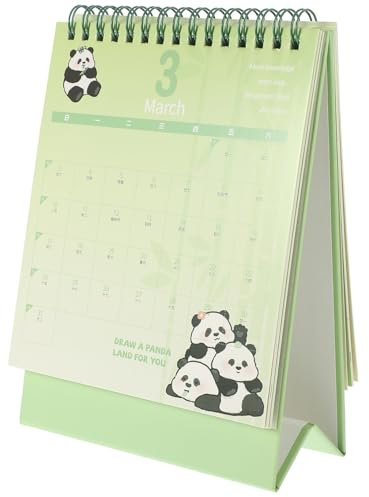 Veemoon Panda Tischkalender Monatskalender Filigraner Standkalender Für Büro Dekorativer Kalender Zum Notieren Für Täglichen Gebrauch
