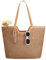VASCHY Sac Cabas Femme Plage Paille, Grand Sac à Main Fourre Tout d'Été Tissé Boho Recyclable Léger avec Fermeture Éclair pour Voyage Vacances Marron