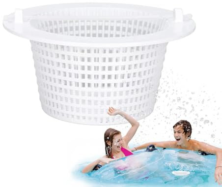 Cesta de skimmer para piscinas elevadas, eliminación flotante de hojas y escombros con mango, reemplazo duradero para mantenimiento residencial, hotel, apartamento y piscina doméstica