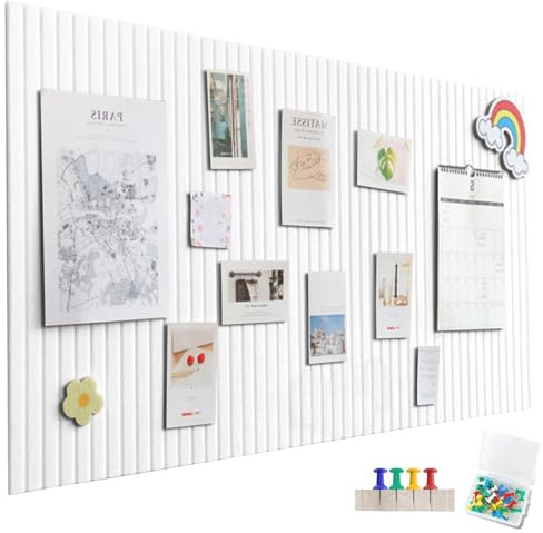 Pinnwand Groß Selbstklebend 120x90 cm - 12 Stück Dekorative Pinnwand aus Filz 30x30cm für fotopinnwand,vision board,pinnwand kork,Wanddekoration fotowand, pinwand korktafel,Weiß