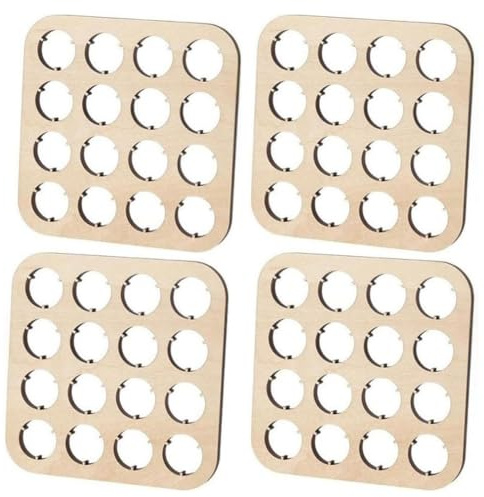 Osmond 4 PCS Wooden Beer Bottle Cap Display Stands,16-Slot Navajo Collection Coasters,4.33x4.33 Square Organizer for Collector