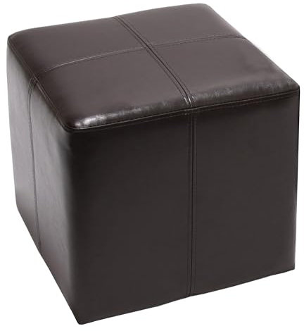 Mendler Sitzwürfel Hocker Sitzhocker Onex, Leder + Kunstleder, 36x36x36cm FSC®-Zertifiziert - braun