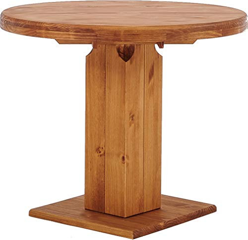 B.R.A.S.I.L.-Möbel Brasilmöbel Säulentisch Rio UNO Rund 90 cm Honig Tisch Esstisch Pinie Massivholz Esszimmertisch Holz Küchentisch Echtholz Größe und Farbe wählbar