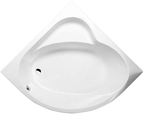 Eckbadewanne SIRIUS 130x130cm, 43cm tief, mit Styroporträger und Ablaufgarnitur/Sifon