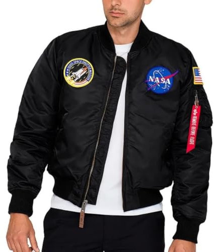 ALPHA INDUSTRIES Ma-1 VF NASA Chaqueta, Negro (Black-03), S para Hombre
