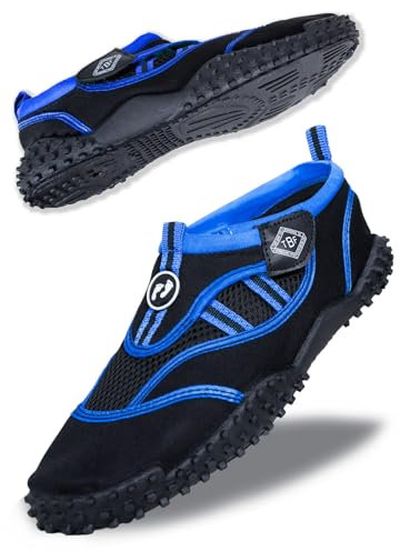 Two Bare Feet Rockpool Aqua Shoes – Lightweight, Quick-Drying Water Shoes for Men, Women & Kids – Perfect for Beach, Pool, Water Sports, and Outdoor Activities (Blue (Rockpool), UK7