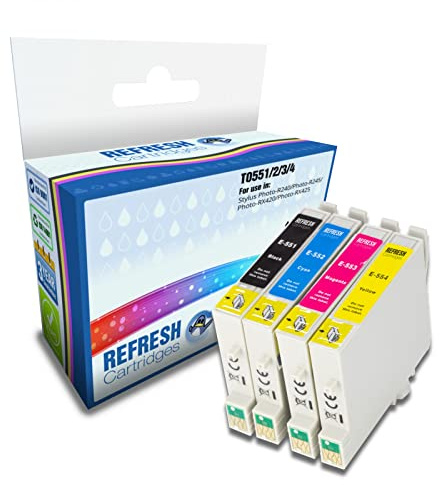 Refresh Cartridges Remanufactured Ink Cartridge Replacement for Epson T0551/2/3/4 (Multi-Colour)