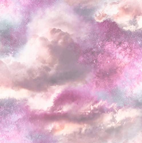 Arthouse Diamond Galaxy Pink & Purple Blush Cloud Wallpaper - Create a Space or Mystical Theme - Embedded with Sparkling Glitter for Extra Effect - Fabulous Pasted on a Ceiling 260009
