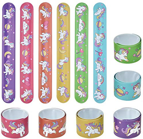 Lynlon 12 x Einhorn Schnapparmbänder | Klatscharmband für Mitgebsel Kindergeburtstag Jungen und Mädchen, als Gastgeschenke