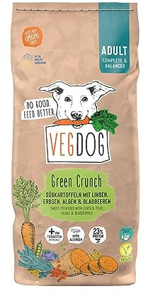 VEGDOG Green Crunch hypoallergenes Trockenfutter (5 kg) | Adulte Hunde| ohne Gluten, Getreide und Soja | Alleinfutter für Allergiker mit Erbsenprotein