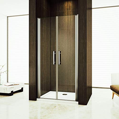 90cm Duschabtrennung Verstellbereich von 86-90cm Höhe:195cm Duschtür Doppel Nischentür Duschwand aus 6mm Sicherheitsglas mit Nanobeschichtung
