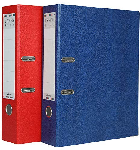 Mahavir Premium - 2D Lever Arch File - Foolscap Size (216mm x 343mm) (8.5 x 13.5) - Nickel Plated Clip - Vinyl Coated Cover Material and Lock