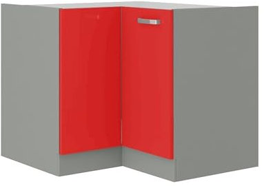 Eckunterschrank 90x90 Glanz Rot + Grau Küchenzeile Küchenblock Küche Rose Bianca