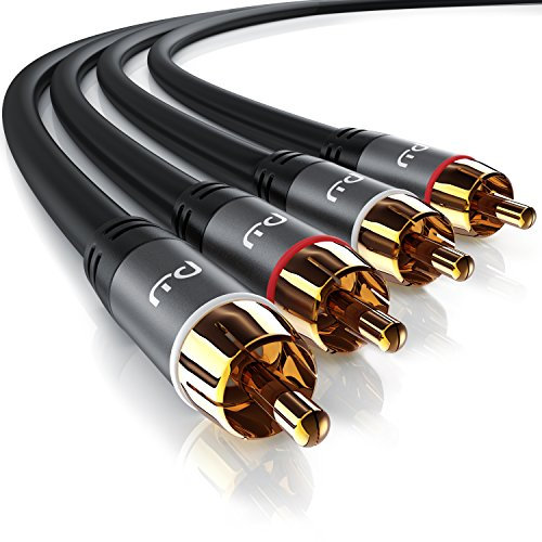 CSL - Stereo Cinch Audio Kabel - 1,5m Meter - 2X Cinch zu 2X Cinch Audiokabel - AUX Eingänge - Metall-Stecker vergoldet Kabel doppelt geschirmt