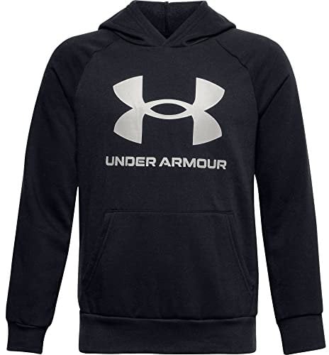 Under Armour Jungen Aufwärmoberteil Rival Fleece Big Logo Hoodie, Black// Onyx White (001), S, 1357585-001