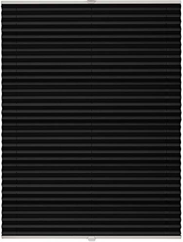 ondeco Plissee nach Maß für alle Fenster innen Montage in Glasleiste mit Spannschuh Sonnenschutz Rollo Sichtschutz Blickdicht Schwarz B: 101-110 cm, H: 101-150 cm