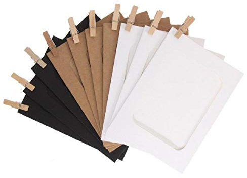 Bongles Home Decor 3inch DIY Kraft Paper Photo Frame Hanging Wall Fotos Bilderrahmen Album + Seil + Clips Set