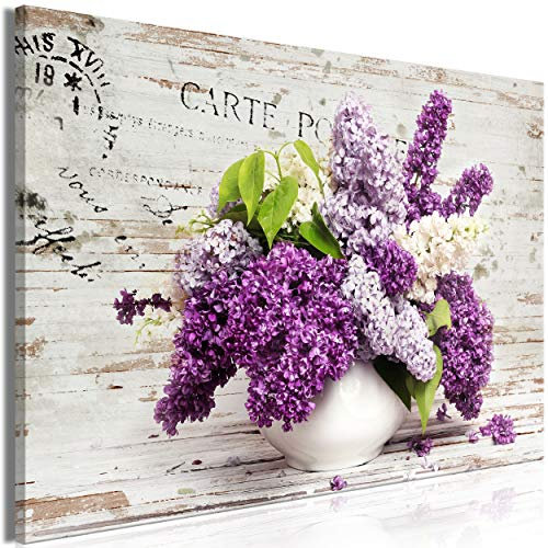 decomonkey Bilder Blumen Natur 90x60 cm 1 Teilig Leinwandbilder Bild auf Leinwand Vlies Wandbild Kunstdruck Wanddeko Wand Wohnzimmer Wanddekoration Deko Flieder