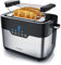 Arendo - Edelstahl Toaster 2 Scheiben mit LED Anzeige – Brötchenaufsatz - extra breite Schlitze – 7 Bräunungsstufen – einseitige Bräunungsfunktion für Brötchen Bagels und Baguettehälften