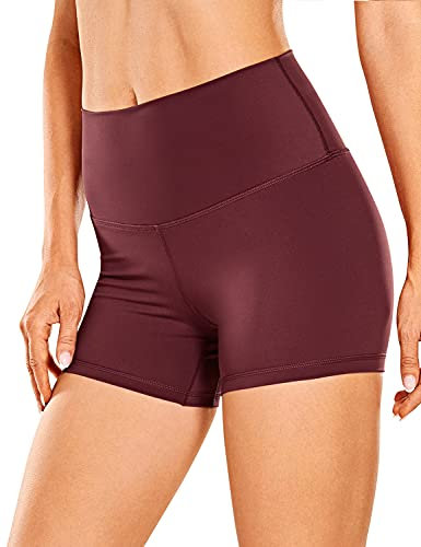CRZ YOGA Naked Feeling Damen Radlerhose Blickdicht Hohe Taille Kurze Sporthose Yoga Sommer Shorts für Gym Sport - 10cm Noctilucence rot 38