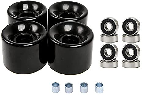 Hellery Packung mit 4 professionellen Longboard Skateboard Rollen 60mm Härte 78A mit 8 Kugellager Spacer Cruiser Rollen, Schwarz Schwarz Abdeckung