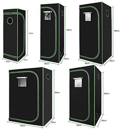 Lospitch Grow Tent, Grow Box, Tenda da Coltivazione per Piante, Impermeabile, Oxford 600D, 40x40x120 cm, Nero/Verde