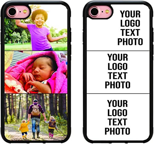 Mobile Stuff Personalised Phone Case for iPhone 7/8 / SE 2020, Shockproof TPU Bumper back Custom Cover Collage Your Own Photo for iPhone SE 2020/7 / 8, Personalize with Three Image Collage Layout B