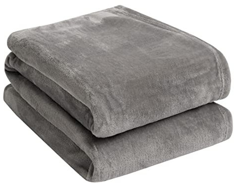 Brentfords Throw Blanket for Bed, Super Soft Cosy Warm Throws for Sofas Large Flannel Fleece Blanket Lightweight Fluffy Single Bed Throw, Slate Grey - 120 x 150cm