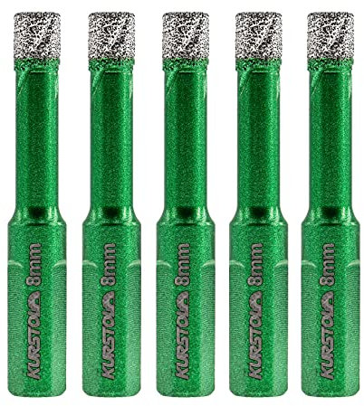 KURSTOL Forets Diamant pour Carrelage 8mm × 5 - Scie Cloche avec Tige Triangulaire pour Carrelage Céramique Porcelaine Marbre Granit
