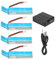 Bnineteenteam Lot de 4 Batteries Lithium-ION pour Hélicoptère Télécommandé, 3,7 V 520 MAh RC Lipo Batteries avec Chargeur, Accessoires d'avion RC pour WLtoys V977Batteries et chargeurs