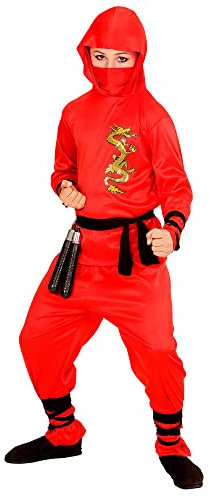 W WIDMANN MILANO Party Fashion - Costume enfant Red Dragon Ninja, Guerrier, Samouraï, Costumes de carnaval