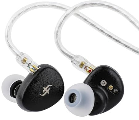Linsoul SIMGOT EA500 DSP Monitor In Ear con Controlador Dinámico de 10 mm, IEM de Doble cavidad con Boquilla de sintonización reemplazable, Cable OFC Plateado de 2 Pines Desmontable para audiófilos