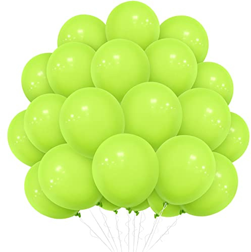 Eitolo Lime Green Balloons, 50 Pcs 10 Inch Light Green Matte Latex Balloon | Ribbon, St Patrick Christmas Jungle Theme Graduation, Birthday Party, Proposal, Wedding, Baby Shower, Anniversary Decorations