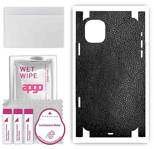 apgo Rückseite + Seiten Schutzfolie, Skin, kompatibel mit Apple iPhone 11, Hinten Displayschutzfolie aus Vinylfolie, Kratzfest, einfache Montage - Schwarzes Leder