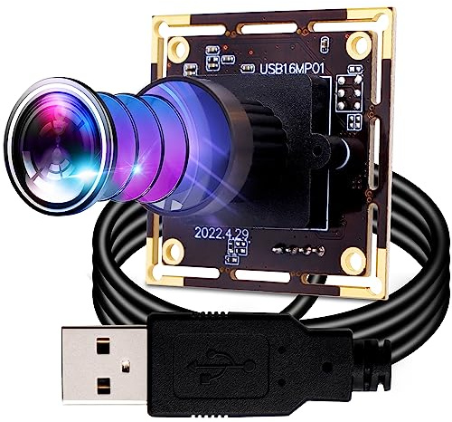 16MP USB Fisheye Camera Wide Angle PC Camera for Computer Raspberry Pi Mini UVC USB2.0 Webcam Board IMX298 USB Security Camera Module 3496p Lightburn Camera for Laptop(170degree Fisheye Lens)